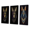thumbnail image 3 of Designart "Graphic Anubis Iconic Egyptian Jackal God VI" Egyptian Woman Wall Art Set Of 3 - Woman Egyptian Gold Gallery Wall Set For Home Decor, 3 of 6