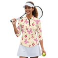 thumbnail image 2 of HUIACONG Butterfly and Cherry Pattern Womens 3/4 Sleeve Golf Shirts, Quarter Zip Golf Top Dry-Fit Comfortable Women's Golf Polo Shirts for Daily Use Tennis Workout, 2 of 10