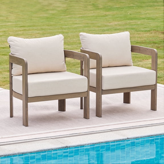 COMLAX FIELD Outdoor Furniture Set, 2-Piece Metal Modern Patio Armchairs with Thick Cushions, Outdoor Conversation Set Balcony Chairs