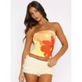 thumbnail image 2 of Cute Strapless Tube Tops for Women Y2K Floral Bandeau Crop Top Teen Girls 2025 Summer Trendy Going Out Tops Yellow M, 2 of 5