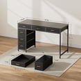 thumbnail image 2 of HLDIRECT 47 inch Computer Desk with 6 Drawers, Reversible Home Office Desk with Storage, Office Desk for Home Office, Writing, Study, Work, Living Room，Black, 2 of 8