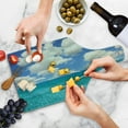 thumbnail image 4 of Ocean Cutting Board, Dreamy Skyline with Clouds over Crystal Water Sea Coast Tropical Island Image, Tempered Glass Cutting and Serving Board, Wine Bottle Shape, Turquoise Aqua, by Ambesonne, 4 of 5