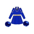 thumbnail image 6 of YIZYIF Girls Cheer Leader Uniform Outfit Off-Shoulder Dress Juniors High School Carnival Festival Cosplay Party Costume Royal Blue-A 16, 6 of 7