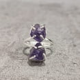 thumbnail image 3 of Natural Amethyst Ring, Rough Amethyst Gemstone Ring, Feb Birthstone, Double Stone, 925 Sterling Silver, Womens Ring, Christmas, Thanksgiving, Handmade, Statement Jewelry, Rough Gemstone Jewelry, 3 of 6