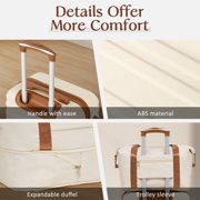 Coolife 3 Piece Luggage Set Carry On Suitcase with Hardside Durable TSA Lock Spinner Wheels (Apricot White, DB/TB/20)