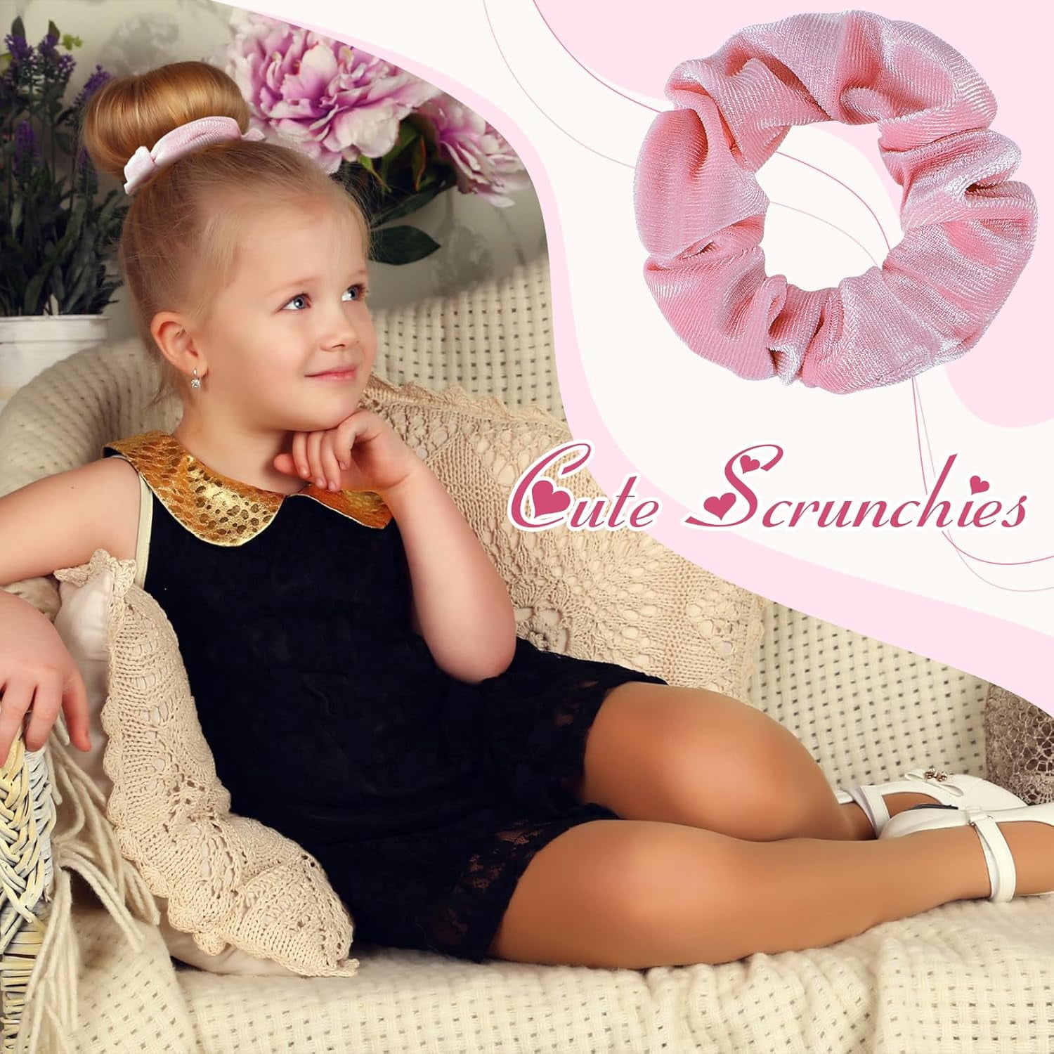100 Pcs Pink Velvet Scrunchies Bulk Soft Hair Scrunchy Cute Hair Ties Scrunchies Solid Color Elastic Bands for Women Girl Party Favors (Pink)