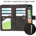 thumbnail image 3 of Wallet Case Compatible with iPhone Xs Max,[6 Card Slots] [Wrist Strap] [Stand Feature] Detachable 2 in 1 Magnetic Zipper Leather Slim Cover Case for iPhone Xs Max,6.5 inch Black, 3 of 15