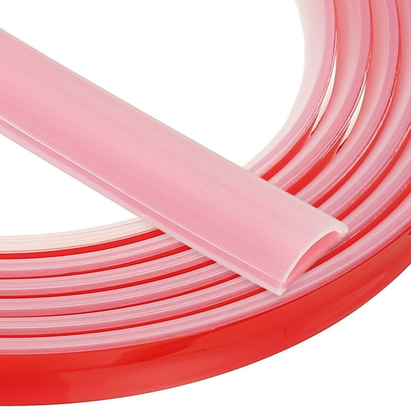 Uxcell Silicone Weather Stripping Door Seal, 9.8 ft D Shape Weather Stripping Self Adhesive Door Seal Strip for Door Frame, Window Sealing, Large Gap, 5.12"Wx0.39"Tx1.97H, Clear/Red
