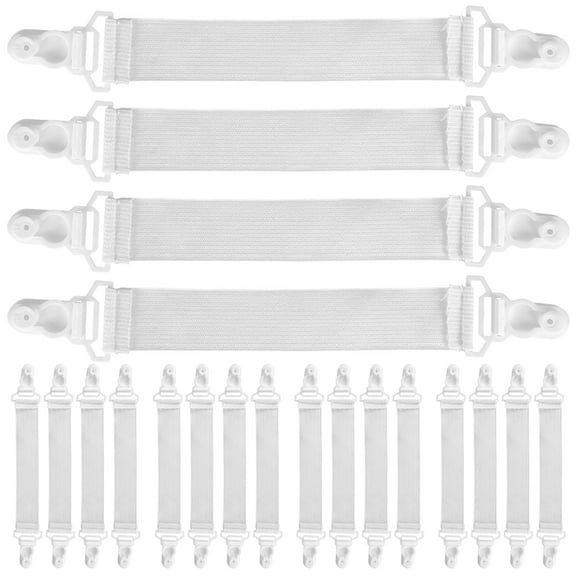 Taxenne 20-Pack Bed Sheet Holder Straps with Fitted Sheet Clips and Fasteners for Secure Bedding