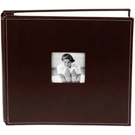 Making Memories Leather 12" x 12" Postbound Album with Window, Chocolate