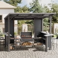 thumbnail image 3 of ALAULM 10' X 10' Outdoor Hardtop Grill Gazebo, Steel BBQ Gazebo with Multi-Tier Shelves Permanent & Independent Countertop for Patio Backyard Lawn Garden (Dark), 3 of 8
