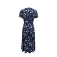 thumbnail image 3 of Blossoming Floral Print Dress - Comfortable Crew Neck, Stylish Short Sleeves, 3 of 11