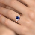 thumbnail image 4 of Gem Stone King 2.10 Ct Oval Blue Created Sapphire 18K Rose Gold Plated Silver Ring, 4 of 6