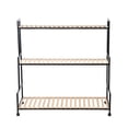 thumbnail image 6 of Naierhg Rustic Plant Stand with Wheels, Rolling Plant Shelf Indoor Outdoor, Metal Plant Rack with Solid Wood for Multiple Plants, 3 Tier Ladder Plant Flower Shelf for Garden, Living Room, Brown Black, 6 of 7