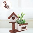 thumbnail image 2 of Wood House Small Planter Pot Fake Flower Small Box Wall Succulent Planter Pot Small Bonsai Container, 2 of 8