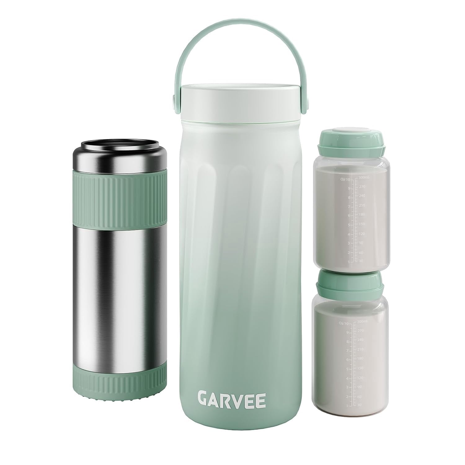 Portable Breast Milk Cooler – 360° Cooling for 24H, Includes 2×300ml 316 Stainless Steel Bottles, BPA-Free, Built-in Bottle Warmer, Safe Storage & Travel Solution for Moms