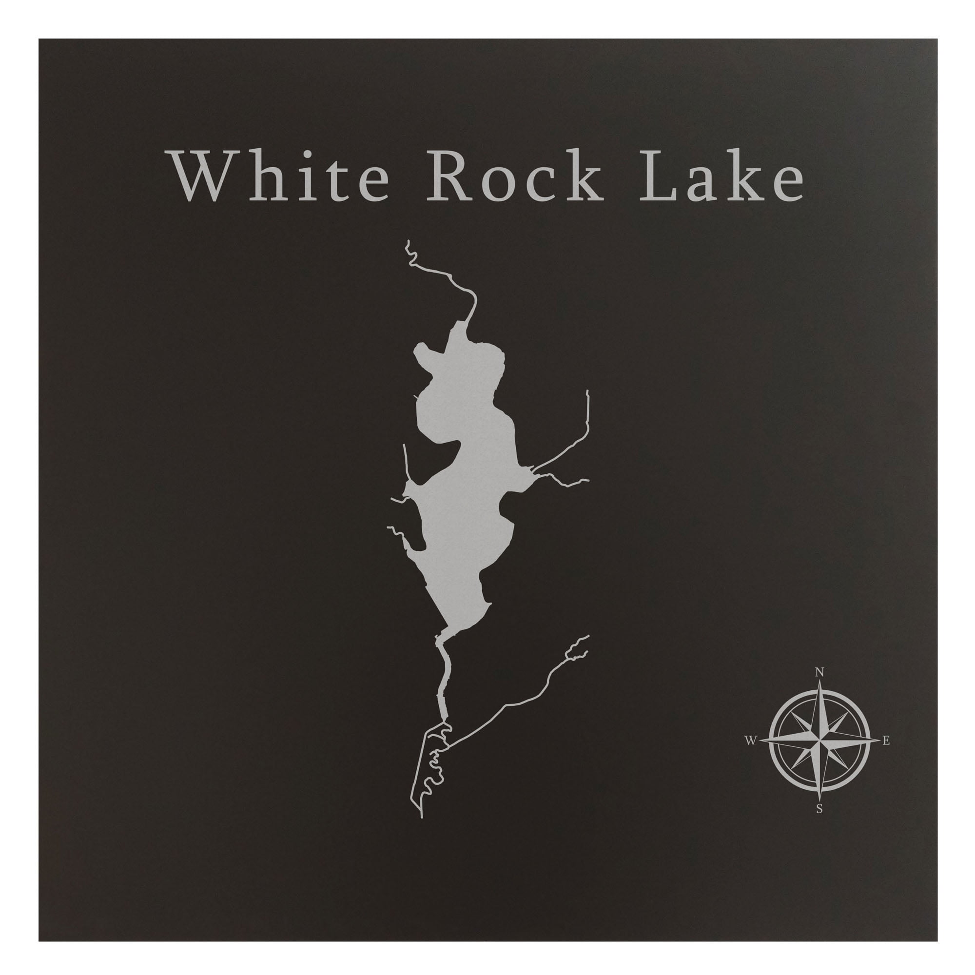 White Rock Lake Map 24x24 Black Metal Wall Art Office Decor T