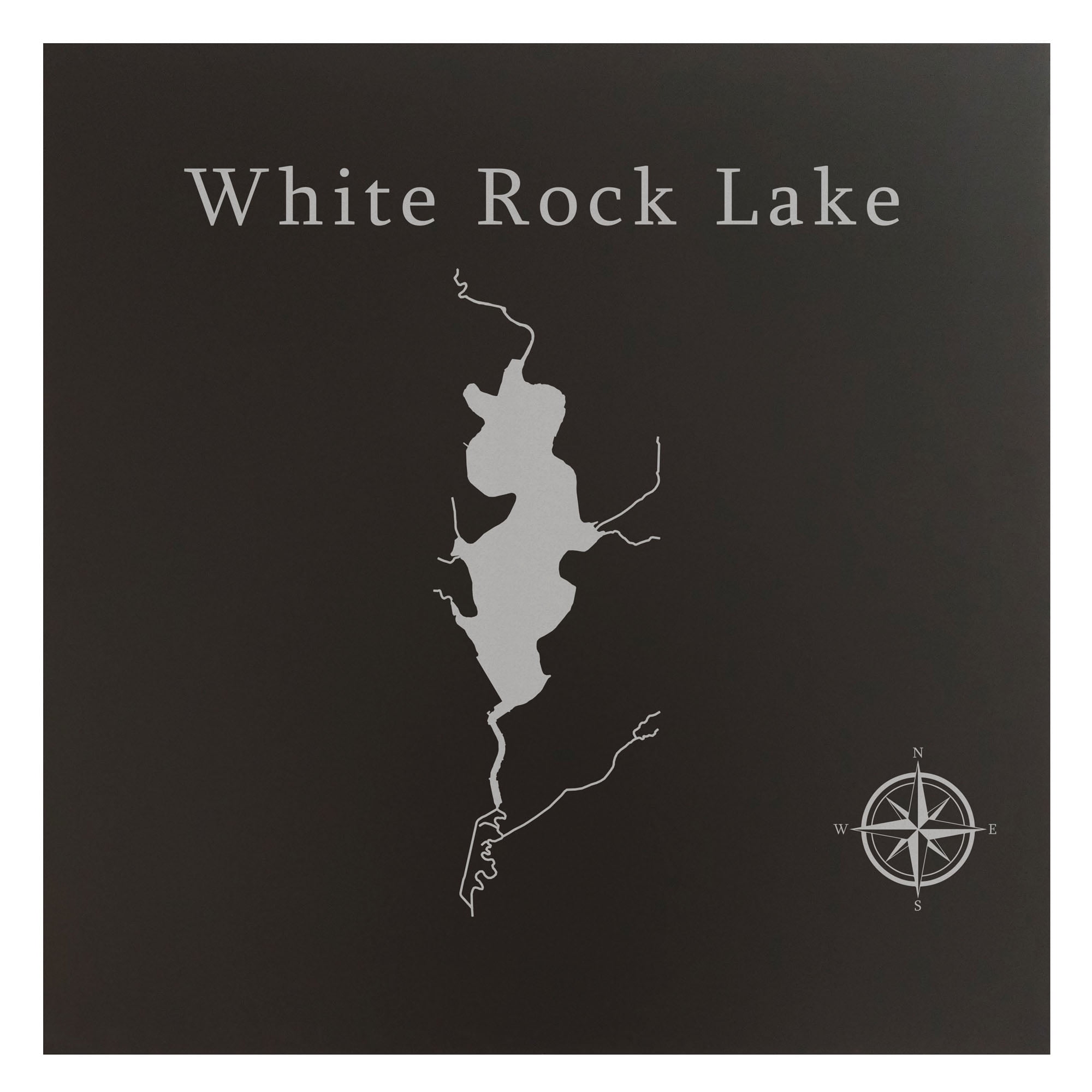 White Rock Lake Map 24x24" Black Metal Wall Art Office Decor Gift