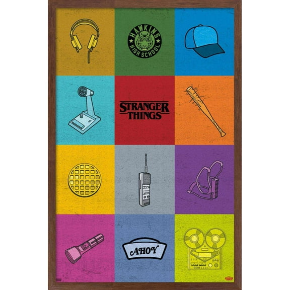 Netflix Stranger Things - Minimalist Icons Wall Poster, 22.375" x 34", Framed
