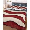 thumbnail image 3 of Quilts Twin XL Size, Retro American Flag Soft Comforter Bedding Set for Bed, White Star Red Blue US Flag Lightweight Quilted Bedspread with Pillow Cover(2 Pieces) for All Season, 68x98 Inch, 3 of 6