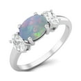thumbnail image 2 of 1.50 Cts Ethiopian Opal 925 Sterling Silver Three-Stone Past, Present and Future Ring, 2 of 3