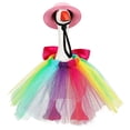 thumbnail image 1 of Figurilla de pato pequeño de 7 pulgadas con conjunto de vestir en colores de Mardi Gras, falda y sombrero intercambiables para uso decorativo y como regalo, 1 of 9