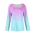 thumbnail image 7 of ShiShine 2025 Fall Square Neck Tops for Women Trendy Long Sleeve Tshirt Gradient Color Casual Loose Fit Button Blouses, 7 of 7