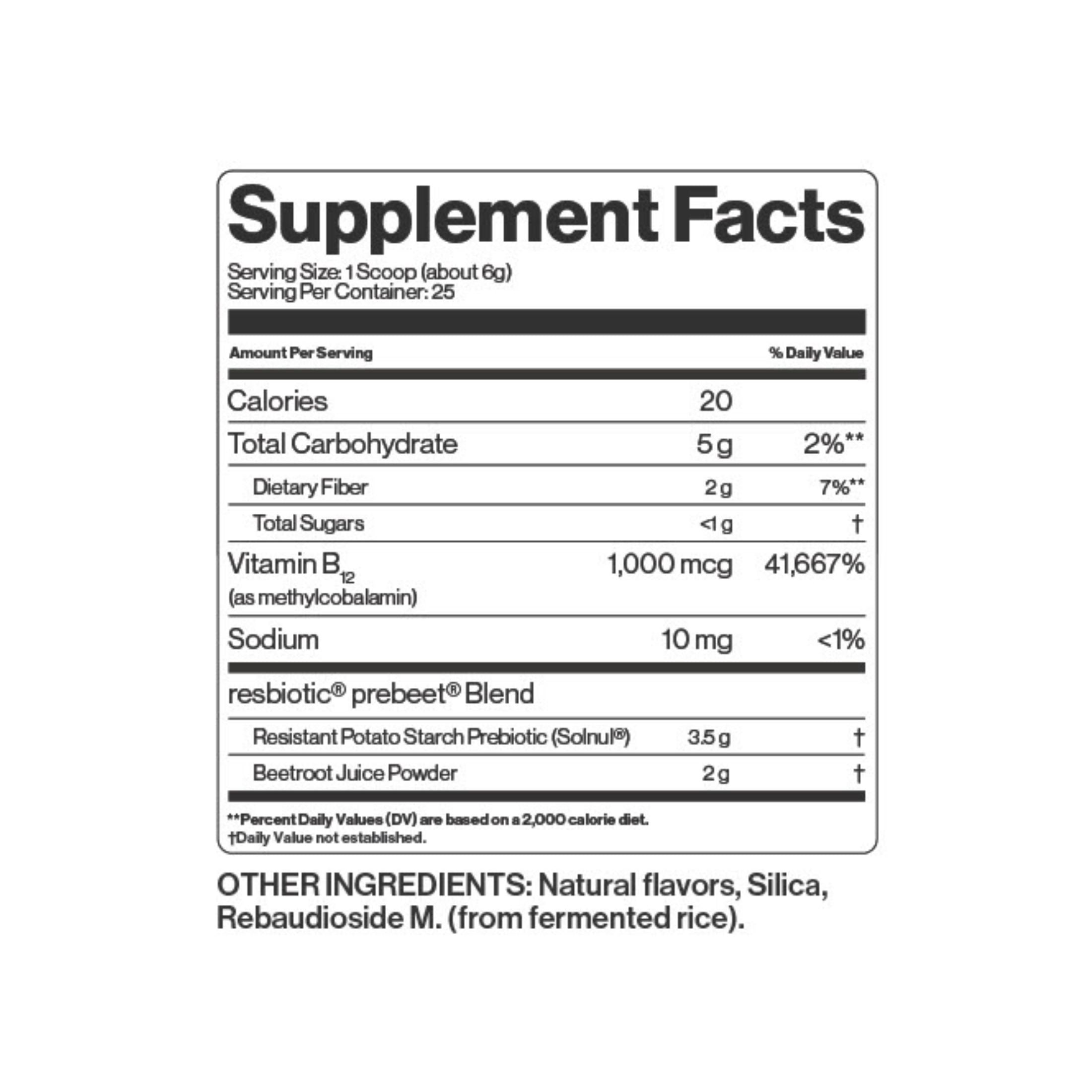 Resbiotic resG Prebeet Daily Prebiotic with Beets for Digestive and Heart Health, 25 Servings