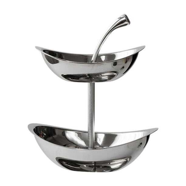 Canasta de frutas, estante de acero inoxidable, soporte de almacenamiento de frutas con soporte de frutas de contenedor moderno multipropósito para la Doble capa