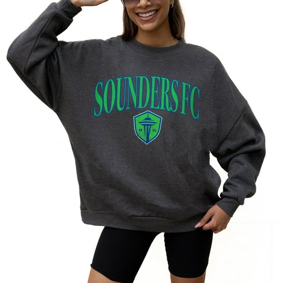 Women's Gameday Couture Charcoal Seattle Sounders FC Seal The Deal Pullover Sweatshirt