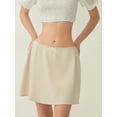 thumbnail image 6 of Rdhnmea Women's Elegant Satin Mini Skirt, Lace Trim Mini Bow Silk Skirt, 6 of 9