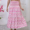 thumbnail image 4 of Womens Maxi Skirt 2025 Casual Flowy Elastic High Waist Long Skirts with Pockets Summer Beach Style Pink S, 4 of 6