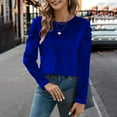 thumbnail image 2 of VISALY Women's Puff Long Sleeve Velvet Tops Base Layers Crewneck Blouses Stretchy Slimming Shirts Trendy Dressy Casual Blouses Elegant Office Shirts Fall Classy Work Holiday Party Outfit Blue M, 2 of 9