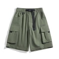 thumbnail image 4 of Josdec Men's Casual Cargo Shorts Solid Color with Multi-Pockets Adjustable Belt Elastic Waist Work Pants, 4 of 5