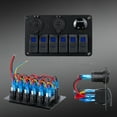 thumbnail image 6 of 6 Gang Marine Rocker Switch Panel Waterproof 12 Volt, Boat Toggle Switch Panel 12V Blue LED Lighted for Boat Car RV UTV, 6 of 6