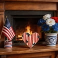 thumbnail image 4 of Beautynvta 4th of July Decorations Wooden Heart Ornaments, Patriotic Memorial Day Tiered Tray Decor, American Flag Decor Heart Signs for Shelf Fireplace Table Decor, 4 of 6