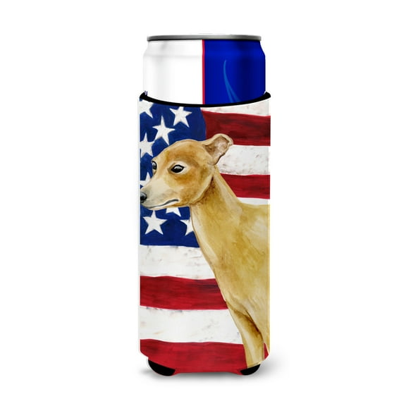 Carolines Treasures BB9698MUK Italian Greyhound Patriotic Michelob Ultra Hugger for slim cans  Slim Can multicolor