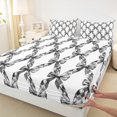 thumbnail image 3 of Manfei Black Kawaii Bow Twin Sheet Sets, Cute Watercolor Ribbon Twin Fitted Sheet, Teens Kids Girls Women Flat Sheet, Microfiber Bedroom Decor, 3-Piece, 3 of 7