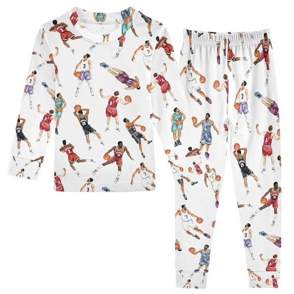 joogoo Basketball Player 2 Piece Long Sleeve Tee and Pants Cotton Pajama Set 5Y