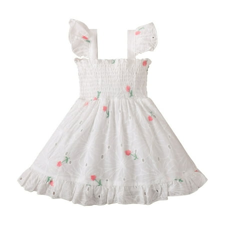 

Girls Dresses Sleeveless Casual Sundress Holiday White Princess Skirt Summer Girl Clothes