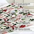thumbnail image 4 of Christmas Bow Pattern Blanket, 1 Count Soft Comfortable Flannel Throw, Textiles for Home Office Travel Outdoor Camping for All Seasons, Flannel Blankets, 4 of 9