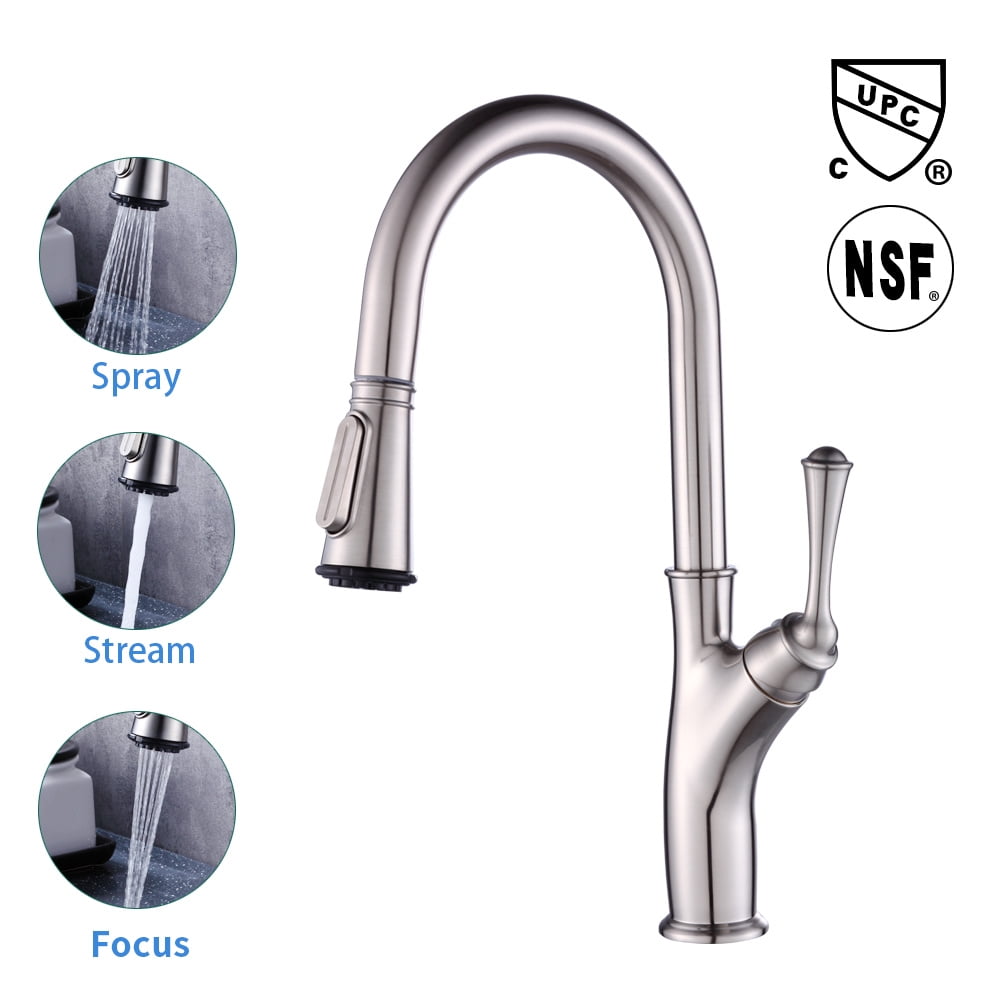Kepooman 7105 Bathroom Faucet, Draw-out Type Hot and Cold Stainless Steel Sink Faucet for Kitchen, Lead-Free Gooseneck Design, Household Rotatable Telescopic Splash Proof Kepooman 7105 Bathroom Faucet, Draw-out Type Hot and Cold Stainless Steel Sink Faucet for Kitchen, Lead-Free Gooseneck Design, Household Rotatable Telescopic Splash Proof