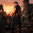 thumbnail image 6 of ZToonmas Men Medieval Sleeveless Hooded Tunic Long Open Front Vest Renaissance Halloween Role Play Cloths, 6 of 8