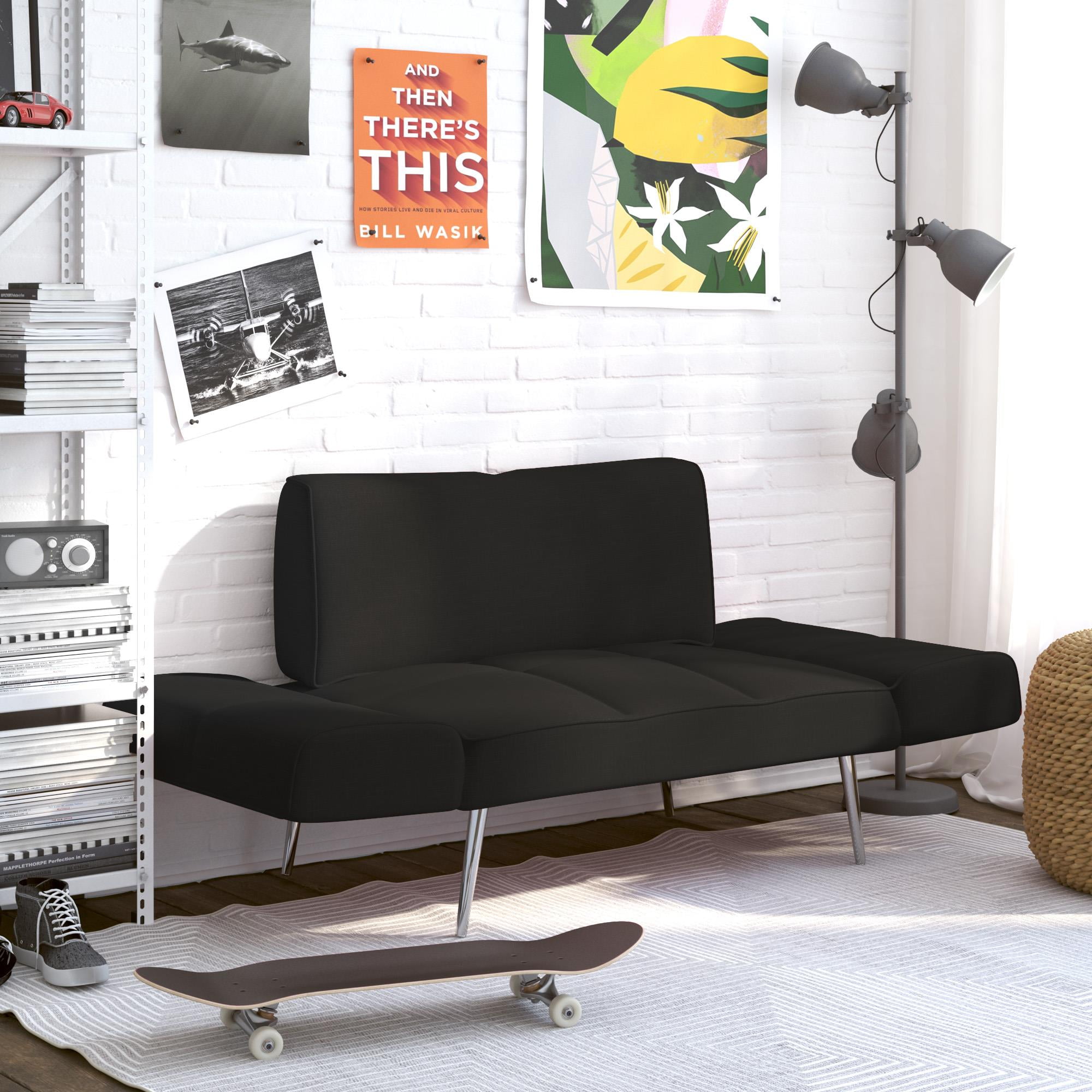 DHP Euro Futon with Magazine Storage, Black