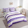 thumbnail image 3 of Manfei Girly Purple Stripes Bedding Comforter Set 7-Piece for Adult, Oil Printing Artwork King Bedding Sets, Abstract Ombre Reversible Bed Sheets, Ultra Soft Home Decor, 3 of 7