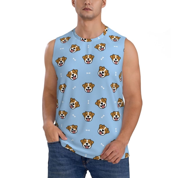 Fotbe Terrier Men's Camiseta sin Mangas Estampada para Hombres, Playera Casual para Gimnasio, Entrenamiento, Playa-Small