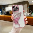 thumbnail image 4 of Compatible with iPhone 14 Case, Cute 3D Glitter Butterfly, Luxurious Electroplated Frame Design, Slim Soft Shockproof Case for Ladies and Girls(Pink), 4 of 9