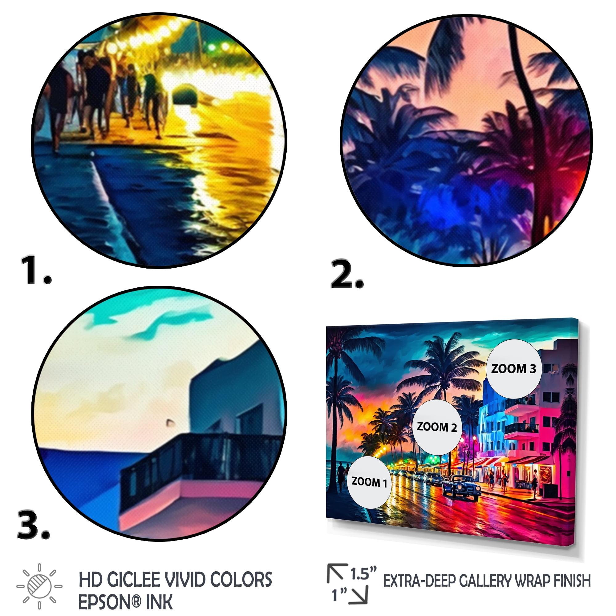 Designart Miami Beach Holidays 3 Architecture Canvas Wall Art