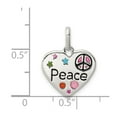 thumbnail image 2 of White Sterling Silver Charm Pendant 18 mm 15 Enamel Heart Peace, 2 of 2