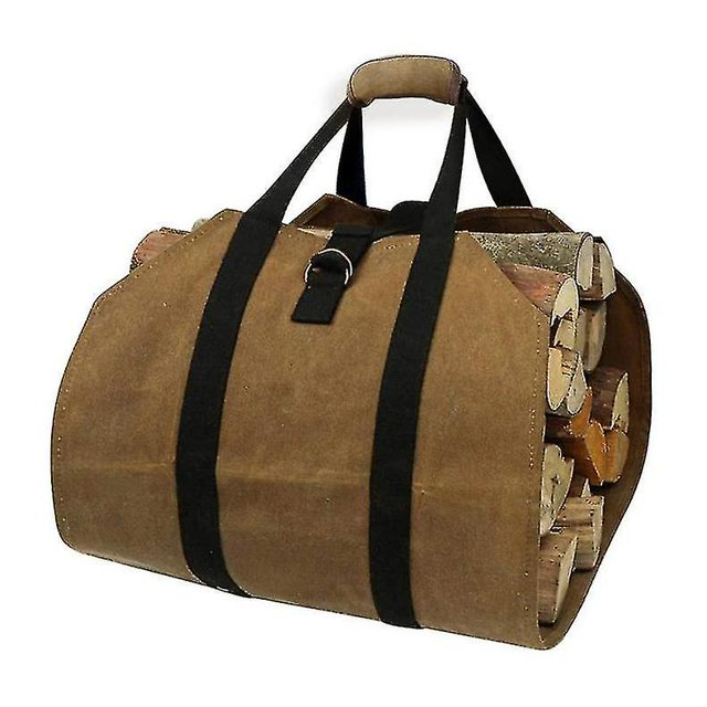 Bolsa de almacenamiento de leña impermeable al aire libre, bolsa de registro portátil, caqui Afortunado Sencillez